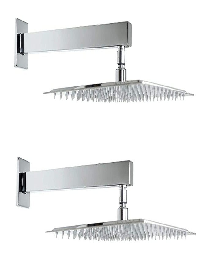 Clinton Heavy Stainless Steel 6x6 Inch Ultra Slim Overhead Shower With (12" Inch) Square Shower Arm (pack of-2) - Image 1